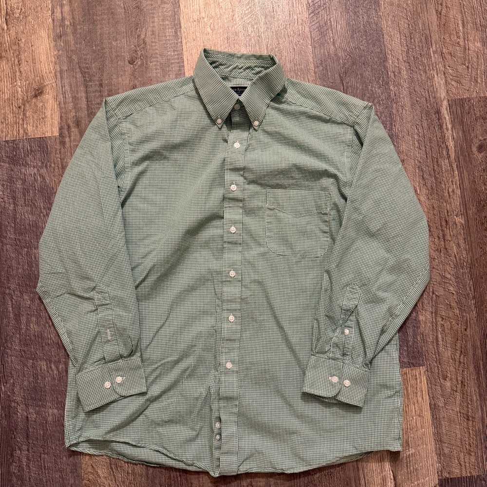Club Room Green Micro-Check Button-Down Shirt